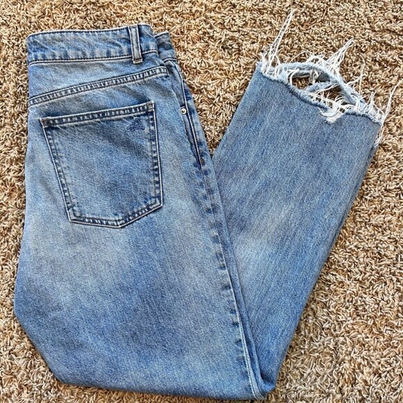 DL1961 Patti High Rise Straight Jeans in Vibrant Cropped Distressed Size 26 - Picture 6 of 12